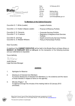 Agenda Reports Pack (Public) 20/02/2012, 16.30