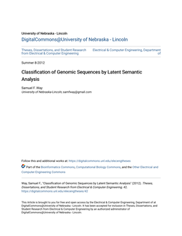 Classification of Genomic Sequences by Latent Semantic Analysis