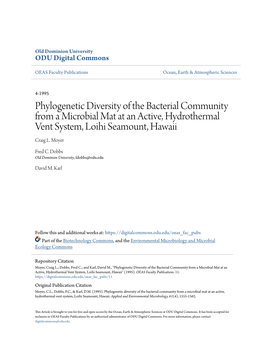 Phylogenetic Diversity of the Bacterial Community from a Microbial Mat at an Active, Hydrothermal Vent System, Loihi Seamount, Hawaii Craig L