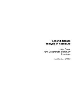 Pest and Disease Analysis of Hazelnuts