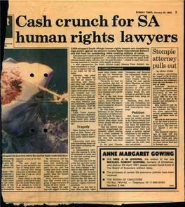 Cash Crunch for SA Human Rights Lawyers