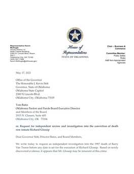 Glossip Letter to Governor.Docx