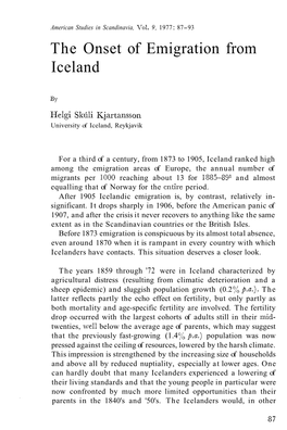 The Onset of Emigration from Iceland