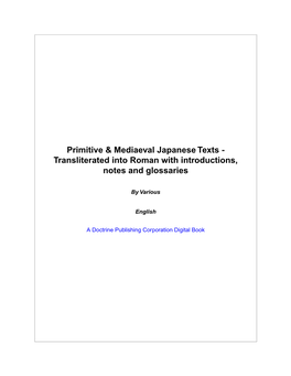 Primitive & Mediaeval Japanese Texts