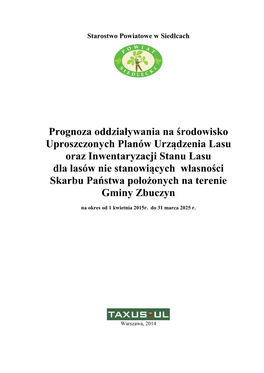 Prognoza Oddziaływania Na Środowisko Uproszczonych Planów