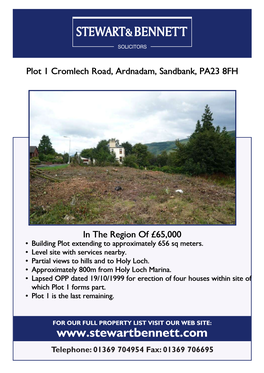 Plot 1 Cromlech Road, Ardnadam, Sandbank, PA23 8FH in The