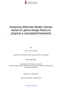 Analysing Alternate Reality Games Based on Game Design Theory to Propose a Conceptual Framework