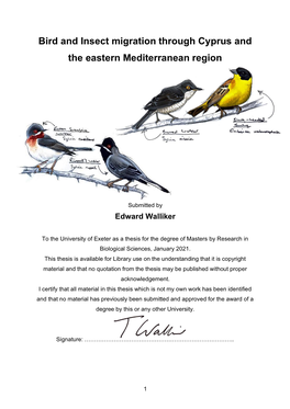 Bird and Insect Migration Through Cyprus and the Eastern Mediterranean Region