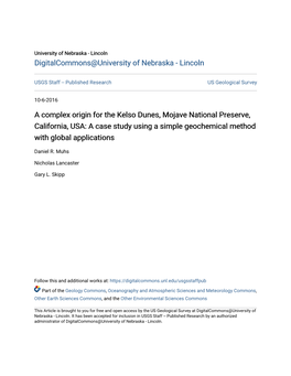 A Complex Origin for the Kelso Dunes, Mojave National Preserve, California, USA: a Case Study Using a Simple Geochemical Method with Global Applications