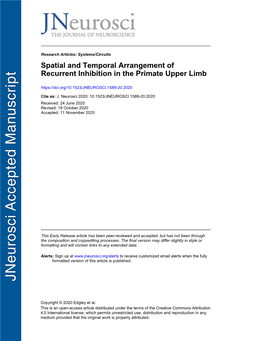 Spatial and Temporal Arrangement of Recurrent Inhibition in the Primate Upper Limb