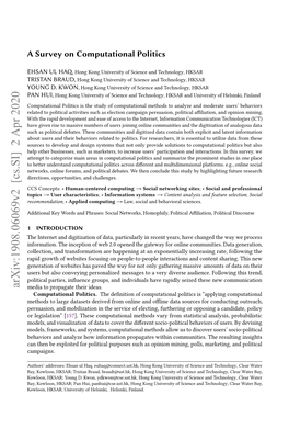 A Survey on Computational Politics