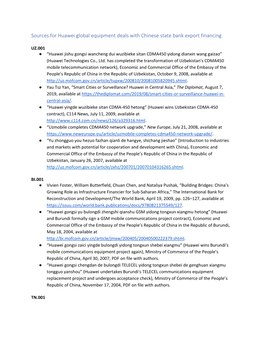 Sources for Huawei Global Equipment Deals with Chinese State Bank Export Financing