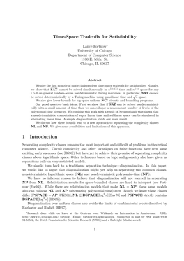 Time-Space Tradeoffs for Satisfiability 1 Introduction