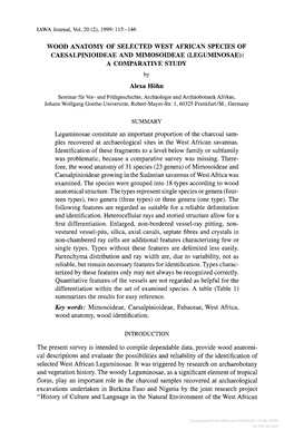 Wood Anatomy of Selected West African Species Of