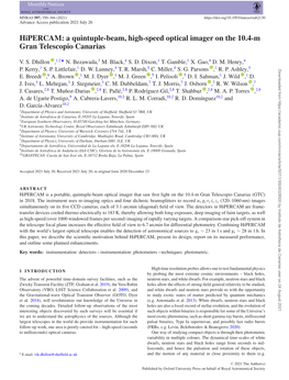 Hipercam: a Quintuple-Beam, High-Speed Optical Imager on the 10.4-M Gran Telescopio Canarias