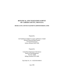 Botanical and Vegetation Survey of Carter County, Montana