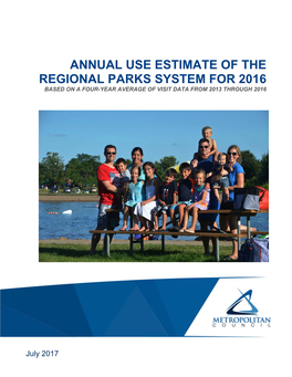 2016 Annual Use Estimate of the Regional Parks System