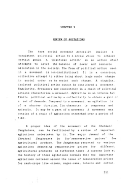 CHAPTER V the Term Social Movement Generally Implies a Consistent Political Action by a Social Group to Achieve Certain Goals. A