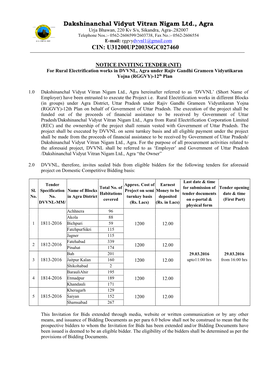 Dakshinanchal Vidyut Vitran Nigam Ltd., Agra CIN