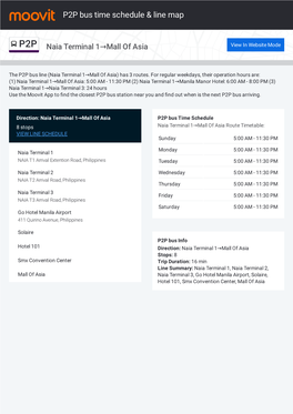 P2P Bus Time Schedule & Line Route