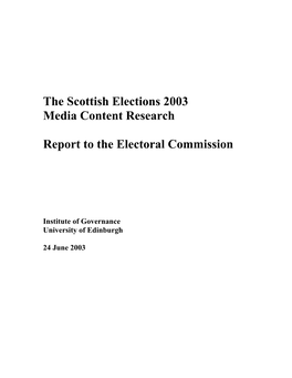 The Scottish Elections 2003 Media Content Research