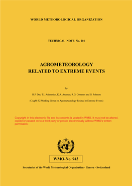 Agrometeorology Related to Extreme Events