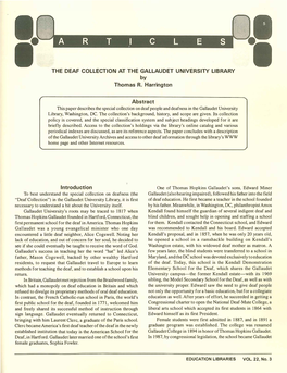 THE DEAF COLLECTION at the GALLAUDE T UNIVERSITY LIBRARY by Thomas R