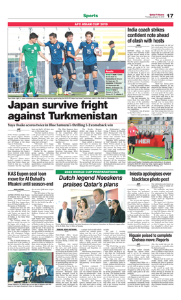 Japan Survive Fright Against Turkmenistan