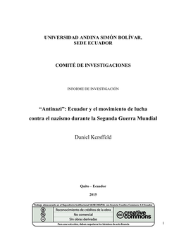 “Antinazi”: Ecuador Y El Movimiento De Lucha Contra El Nazismo Durante La Segunda Guerra Mundial Daniel Kersffeld