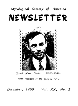 Mycological Society of America December, 1969 Vo1. XX, No. 2