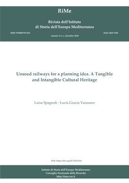 Unused Railways for a Planning Idea. a Tangible and Intangible Cultural Heritage