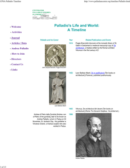 Palladio's Life and World: a Timeline - Activities