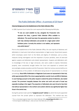 The Public Defender Office – a Summary of 20 Years*