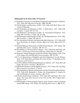 Bibliography for R. Brent Tully: 1972-Present [1] Inclination Corrections to the Optical Luminosities and Diameters of Galaxies