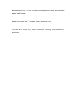 A Better Shade of Black: Effects of Manufacturing Parameters on the Development of Ancient Black Bronzes