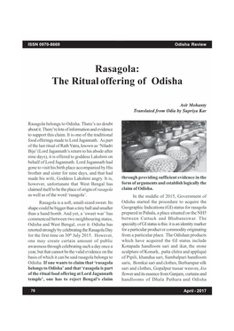 Rasagola: the Ritual Offering of Odisha