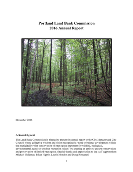 Portland Land Bank Commission 2016 Annual Report