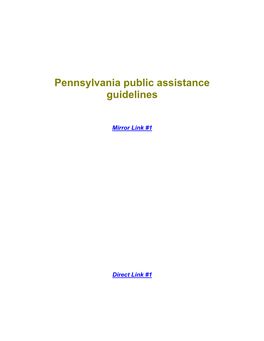 Pennsylvania Public Assistance Guidelines