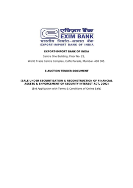 EXPORT-IMPORT BANK of INDIA Centre One Building, Floor No