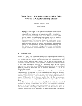 Short Paper: Towards Characterizing Sybil Attacks in Cryptocurrency Mixers