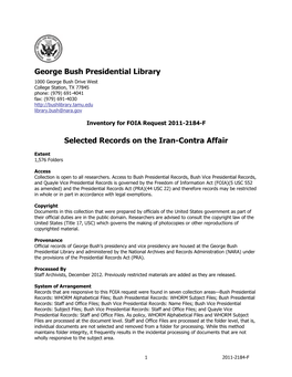 George Bush Presidential Library Selected Records on the Iran