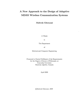 A New Approach to the Design of Adaptive MIMO Wireless Communication Systems