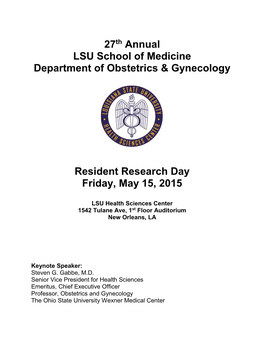27Th Annual LSU School of Medicine Department of Obstetrics & Gynecology
