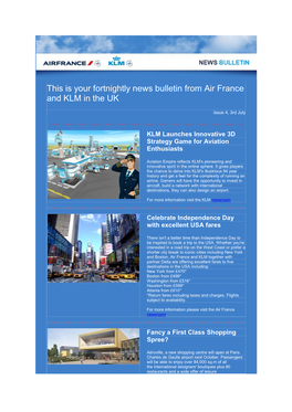 This Is Your Fortnightly News Bulletin from Air France and KLM in the UK