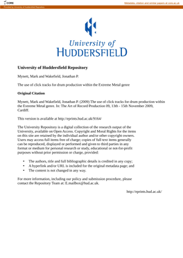 University of Huddersfield Repository