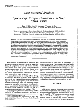 Sleep Disordered Breathing 132-Adrenergic Receptor