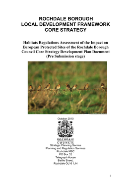 Rochdale Borough Local Development Framework Core Strategy