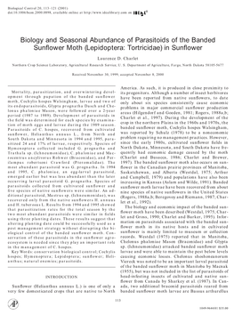 Biology and Seasonal Abundance of Parasitoids of the Banded Sunﬂower Moth (Lepidoptera: Tortricidae) in Sunﬂower