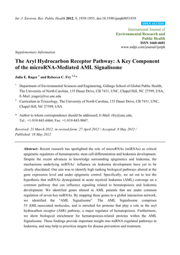 The Aryl Hydrocarbon Receptor Pathway: a Key Component of the Microrna-Mediated AML Signalisome