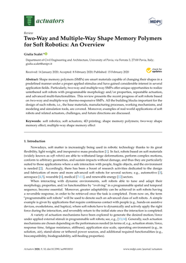 Two-Way and Multiple-Way Shape Memory Polymers for Soft Robotics: an Overview